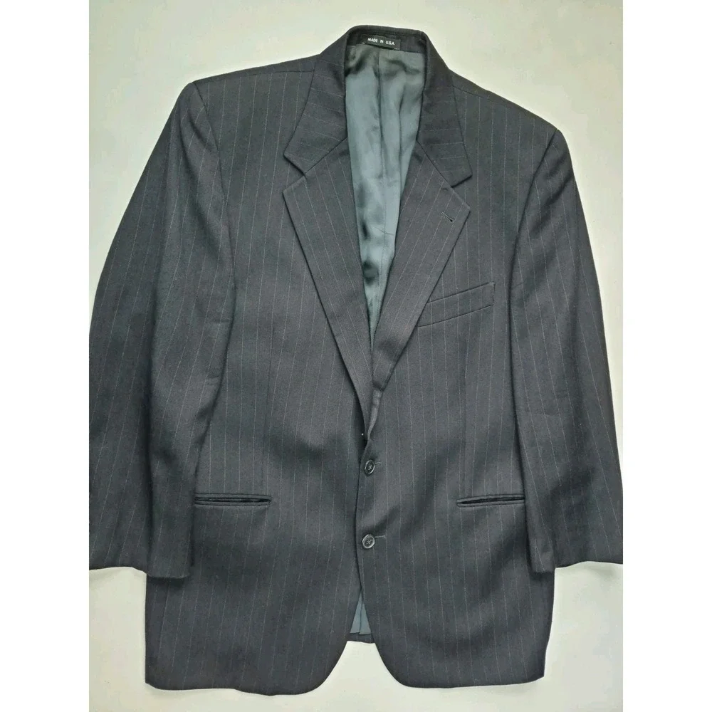 Joseph Abboud Mens Wool Sports Coat 42R Dark Navy USA 2 Button Pinstripe X601